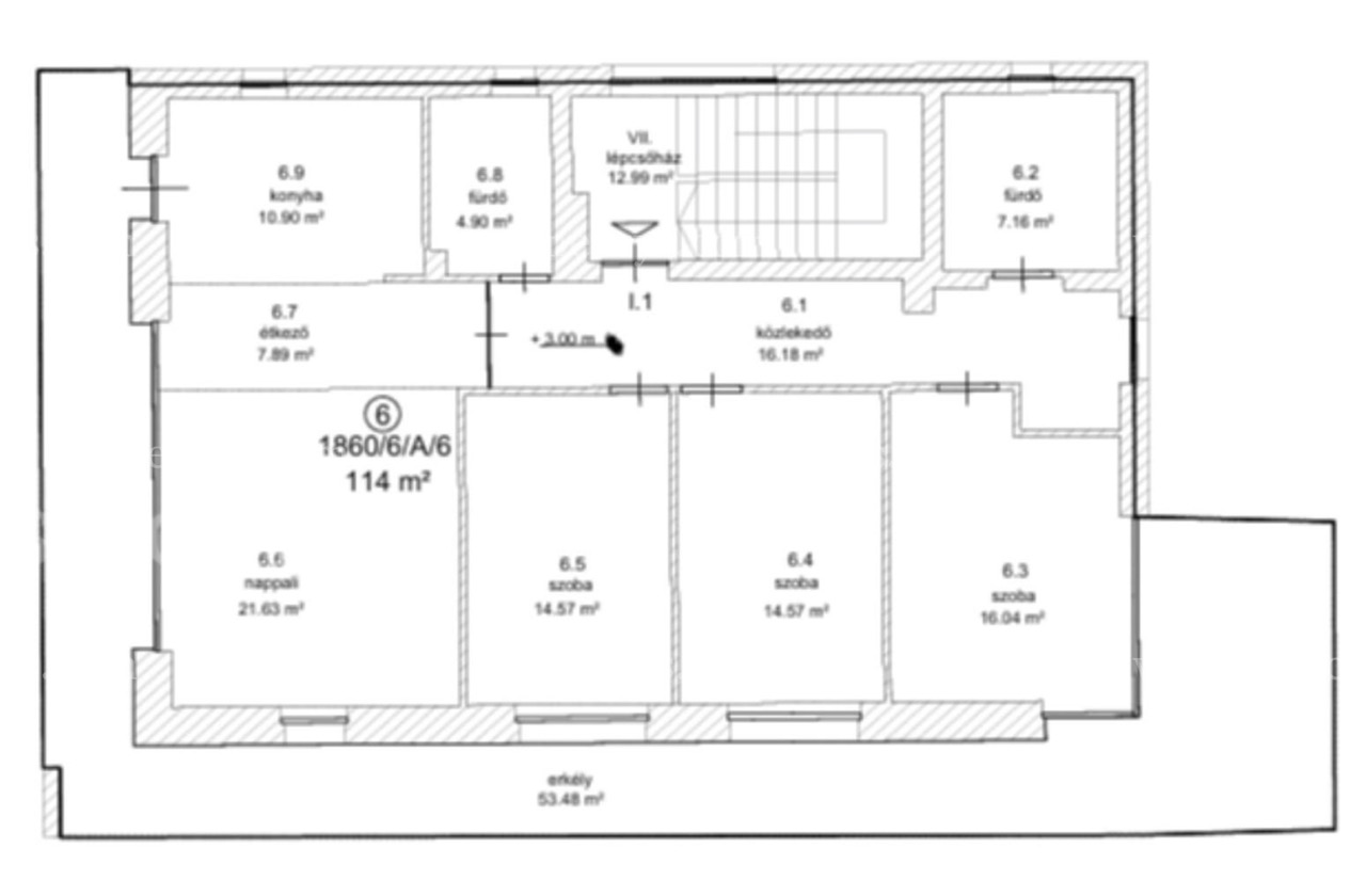 Alaprajz - 1. emeleti lakás 114 m²