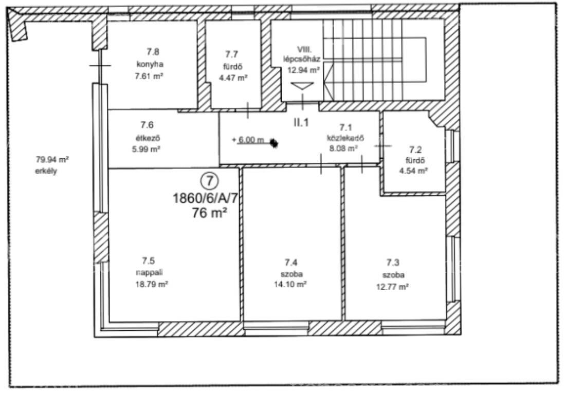 Alaprajz - 2. emeleti lakás 76 m²